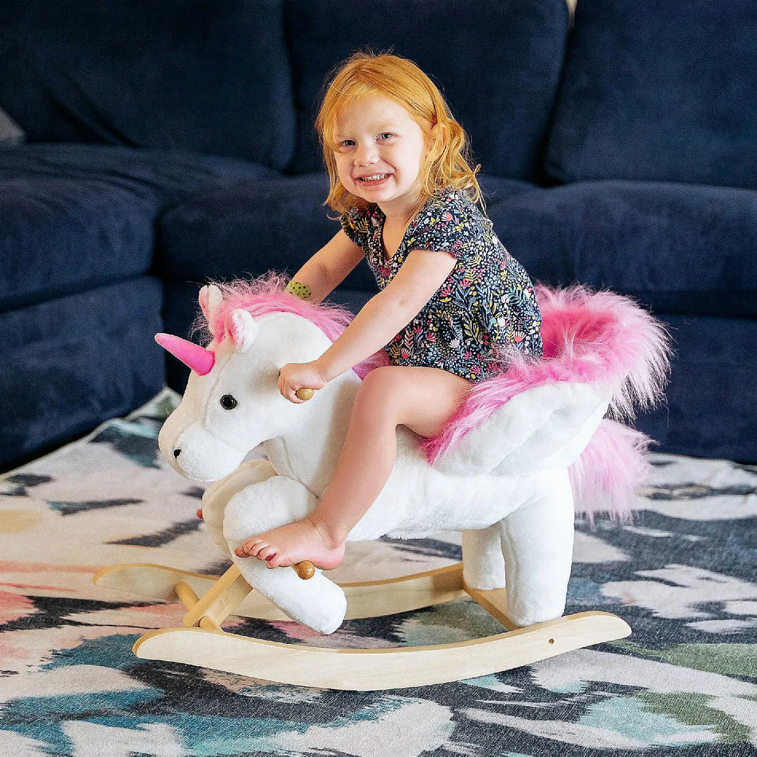qaba_kids_rocking_horse_p_3.webp Qaba Kids Rocking Horse Plush Unicorn W/Lullby Song 18-36Mo<Oriental Trading Shop