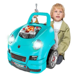Oriental Trading Pretend Play*Qaba Mechanic Kids Truck Engine Toy Set Car Service Playset Engine Disassembly Play Workshop Includes 61 Pieces Steering Wheel Horn Light For 3 5 Years Old Teal