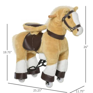 Qaba Ride On Walking Rolling Kids Horse With Easy Rolling Wheels Soft Huggable Body And A Large Size For Kids 3 8 Years<Oriental Trading Clearance