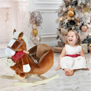 Qaba Rocking Horse Plush W/Music 18-36Mo Brown<Oriental Trading Best Sale