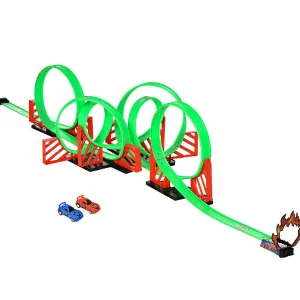 Oriental Trading Play Sets*Qaba Track Builder Loop Kit Criss Cross Track Set Starter Kit With Pull Back Cars For 3 6 Years Old Boys And Girls Green