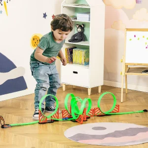 Oriental Trading Play Sets*Qaba Track Builder Loop Kit Criss Cross Track Set Starter Kit With Pull Back Cars For 3 6 Years Old Boys And Girls Green