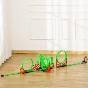 Oriental Trading Play Sets*Qaba Track Builder Loop Kit Criss Cross Track Set Starter Kit With Pull Back Cars For 3 6 Years Old Boys And Girls Green
