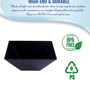 3 Qt. Black Square Plastic Serving Bowls (15 Bowls)<Oriental Trading Discount