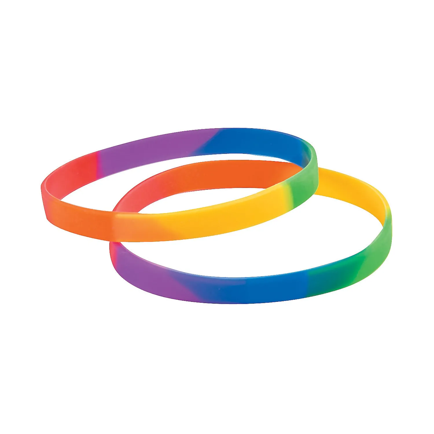 rainbow_thin_band_silicon_0.webp Oriental Trading Bracelets*Rainbow Thin Band Silicone Bracelets - 24 Pc.
