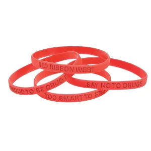 Oriental Trading Bracelets*Red Ribbon Thin Silicone Bracelets - 24 Pc.
