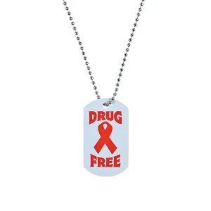 Oriental Trading Necklaces*Red Ribbon Week Dog Tag Necklaces - 12 Pc.