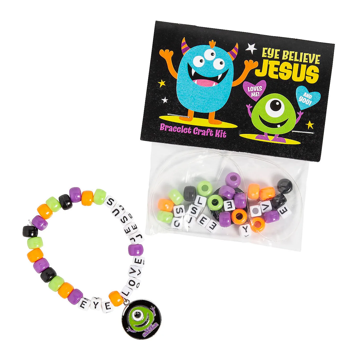 religious_halloween_monst_0.webp Religious Halloween Monster Pony Bead Bracelet Craft Kit - Makes 12<Oriental Trading Shop