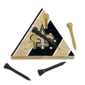 Oriental Trading Puzzles*Rico Industries Nfl Football New Orleans Saints 4.5" X 4" Wooden Travel Sized Pyramid Game - Toy Peg Games - Triangle - Family Fun