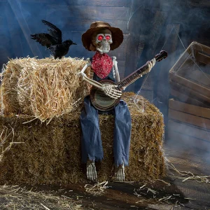 Skeleton Playing Banjo Animated Halloween Decoration<Oriental Trading Cheap