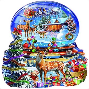 Oriental Trading Puzzles*Sunsout Christmas Snow Globe 1000 Pc Special Shape Jigsaw Puzzle