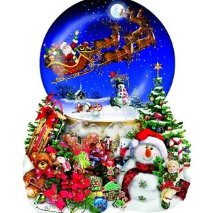 Oriental Trading Puzzles*Sunsout Santa's Snowy Ride 1000 Pc Special Shape Jigsaw Puzzle