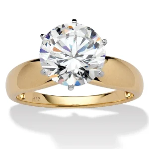 Oriental Trading Rings*3.50 Tcw Round Cubic Zirconia 10K Yellow Gold Solitaire Bridal Engagement Ring-Size 9