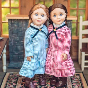 Oriental Trading Play Sets*The Queen's Treasures 18 Inch Girl Doll Clothes, Little House On The Prairie Authentic Laura And Mary Ingalls American Blue Check Dresses
