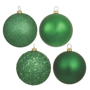 Vickerman Shatterproof 2.4" Green 4-Finish Ball Christmas Ornament, 24 Per Box<Oriental Trading Store