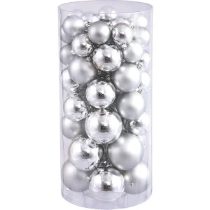 Vickerman Shatterproof 1.5"-2" Silver Shiny And Matte Ball Christmas Ornament Assortment, 50 Per Box<Oriental Trading Store