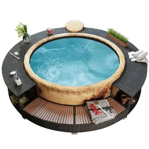 Vidaxl Black Poly Rattan Spa Surround<Oriental Trading Discount