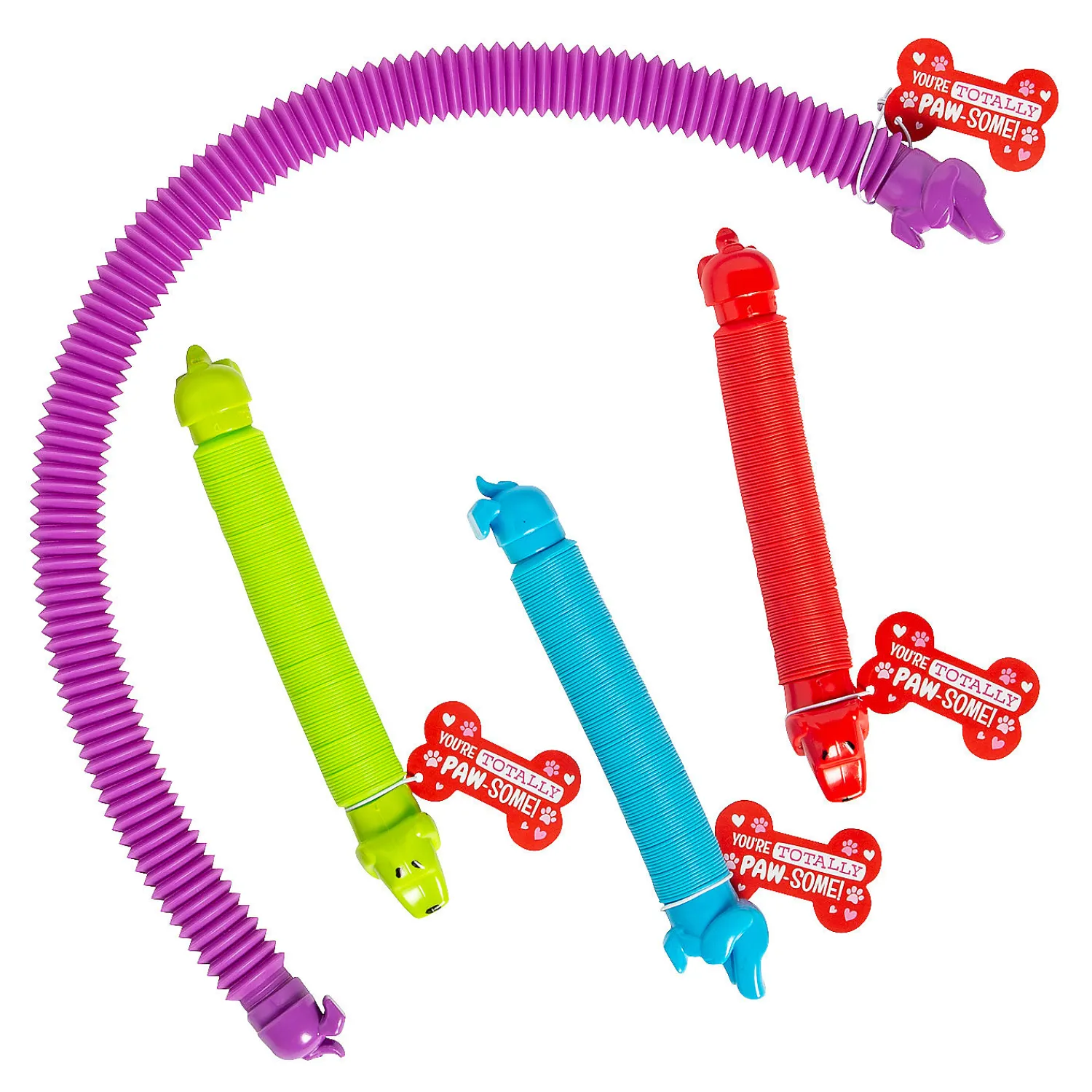 wiener_dog_expanding_tube_0.webp Oriental Trading Character Toys*Wiener Dog Expanding Tube Toy Valentine Exchanges With Card For 12