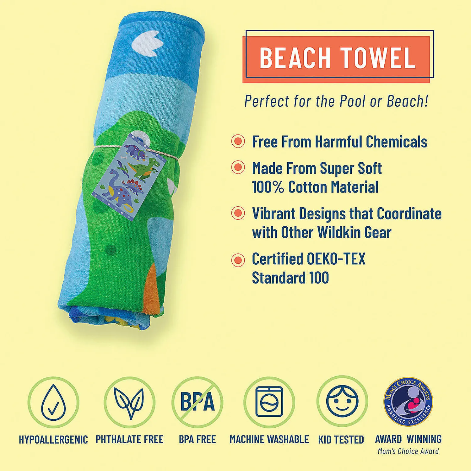 wildkin_dinosaur_land__co_1.webp Wildkin Dinosaur Land 100% Cotton Beach Towel<Oriental Trading Clearance