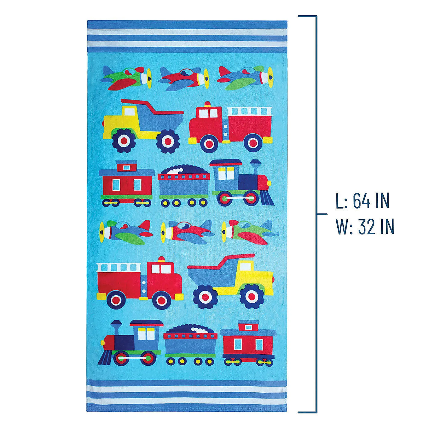 wildkin_trains_planes__tr_3.webp Wildkin Trains, Planes & Trucks 100% Cotton Beach Towel<Oriental Trading Flash Sale