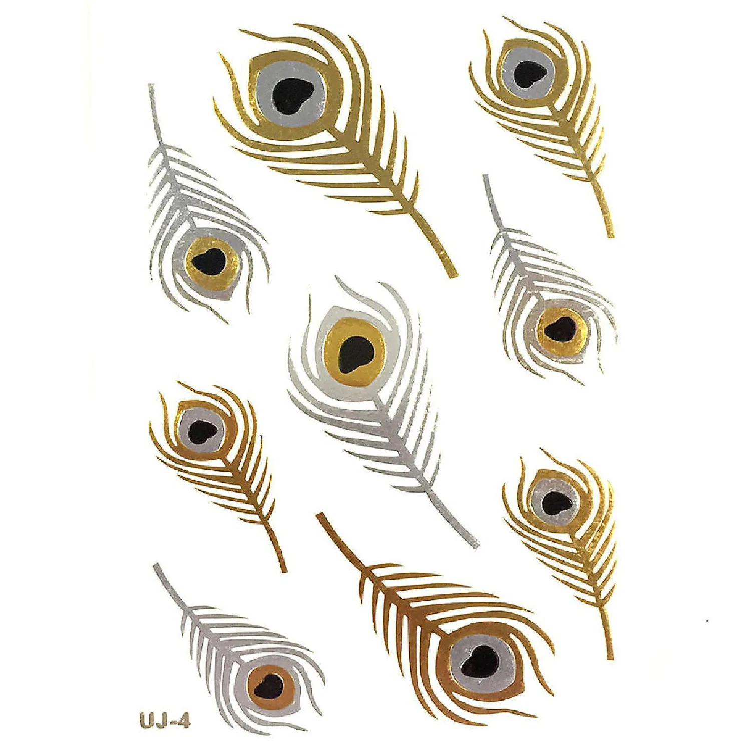wrapables_celebrity_inspi_0-2.webp Oriental Trading Temporary Tattoos*Wrapables Celebrity Inspired Temporary Tattoos In Metallic Gold Silver And Black, Large, Pheasant Feathers