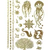 Oriental Trading Temporary Tattoos*Wrapables Large Metallic Gold Silver And Black Body Art Temporary Tattoos, Aquatic Life