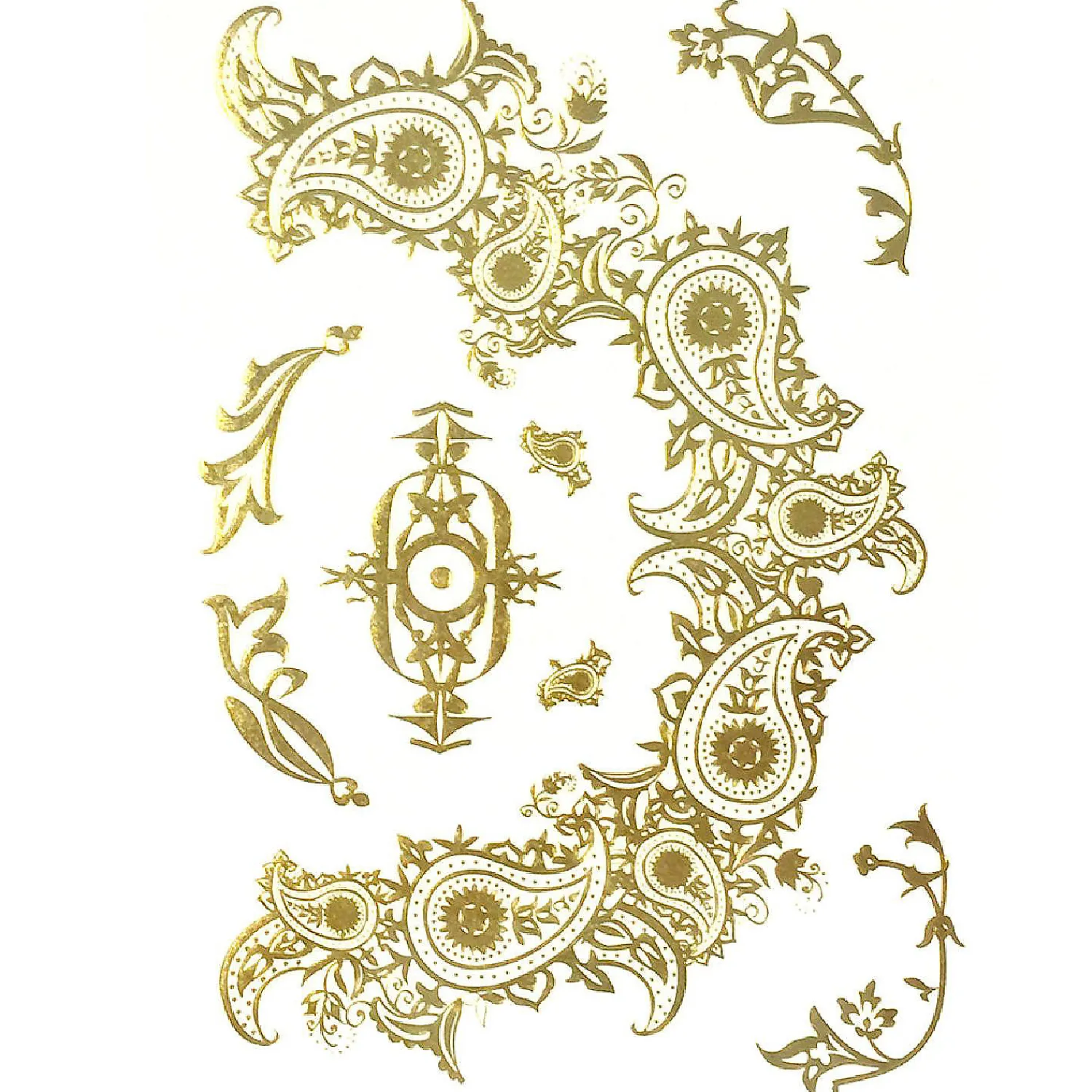 wrapables_large_metallic__0-4.webp Oriental Trading Temporary Tattoos*Wrapables Large Metallic Gold Silver And Black Body Art Temporary Tattoos, Boteh Motif