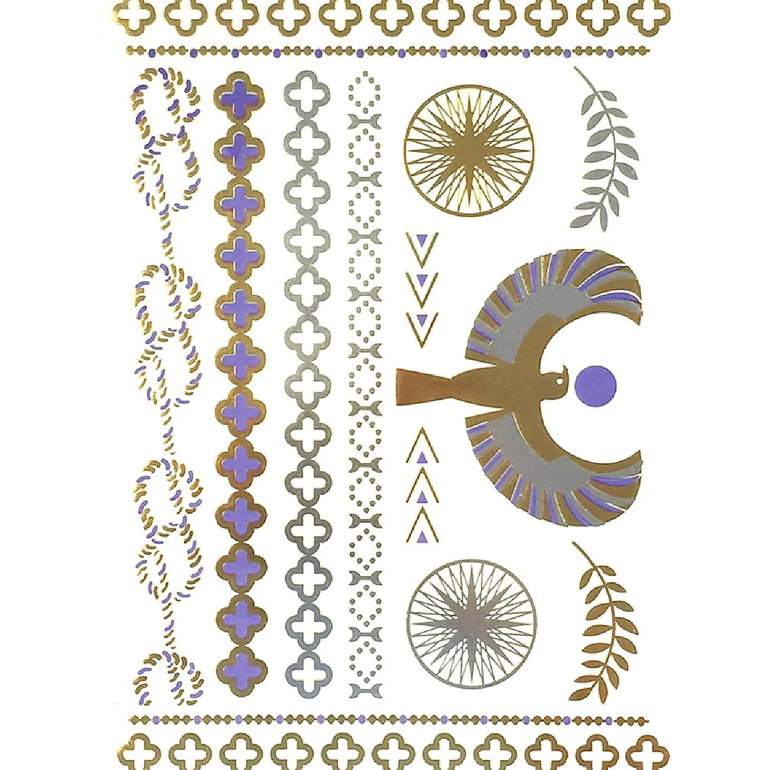 wrapables_large_metallic__0-6.webp Oriental Trading Temporary Tattoos*Wrapables Large Metallic Gold Silver And Black Body Art Temporary Tattoos, Starburst, Goddess, Clovers