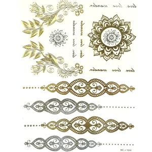 Oriental Trading Temporary Tattoos*Wrapables Large Metallic Gold Silver And Black Body Art Temporary Tattoos, Life's Wonders