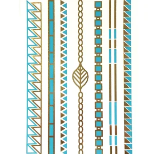 Oriental Trading Temporary Tattoos*Wrapables Large Metallic Gold Silver And Black Body Art Temporary Tattoos, Geo-Leaf Bands