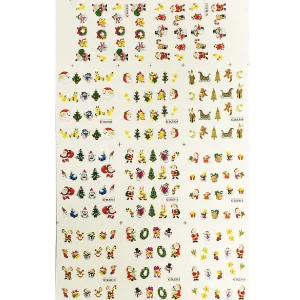 Oriental Trading Temporary Tattoos*Wrapables Santa & Friends Water Slide Nail Art Decals (11 Sheets/220 Nail Decals)