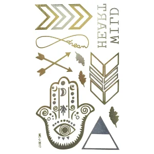 Oriental Trading Temporary Tattoos*Wrapables Small Metallic Gold Silver And Black Body Art Temporary Tattoos, Omen