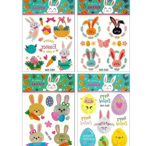 Oriental Trading Temporary Tattoos*Wrapables Waterproof Temporary Tattoos For Children, 10 Sheets, Easter Eggs