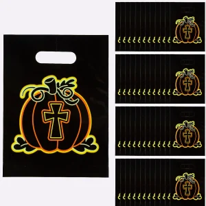 7" X 9 1/2" Bulk 50 Pc. Neon Christian Pumpkin Goody Bags<Oriental Trading Discount