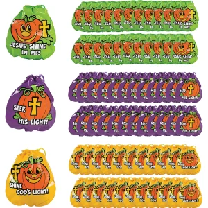 7" X 8 1/2" Bulk 72 Pc. Plastic Christian Pumpkin Drawstring Goody Bags<Oriental Trading Outlet