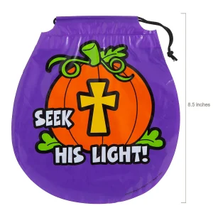 7" X 8 1/2" Bulk 72 Pc. Plastic Christian Pumpkin Drawstring Goody Bags<Oriental Trading Outlet