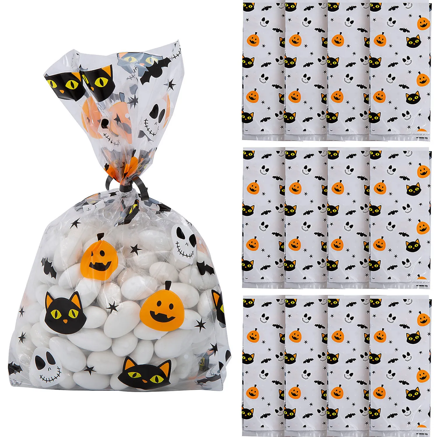 x___halloween_character__0.webp 5" X 11 1/2" Halloween Character Cellophane Bags - 12 Pc.<Oriental Trading Store