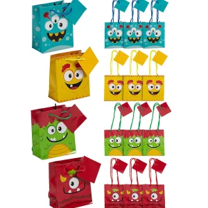 4 1/4" X 5 1/2" Small Monster Paper Gift Bags With Tags - 12 Pc.<Oriental Trading Cheap