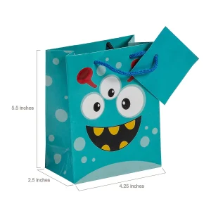 4 1/4" X 5 1/2" Small Monster Paper Gift Bags With Tags - 12 Pc.<Oriental Trading Cheap