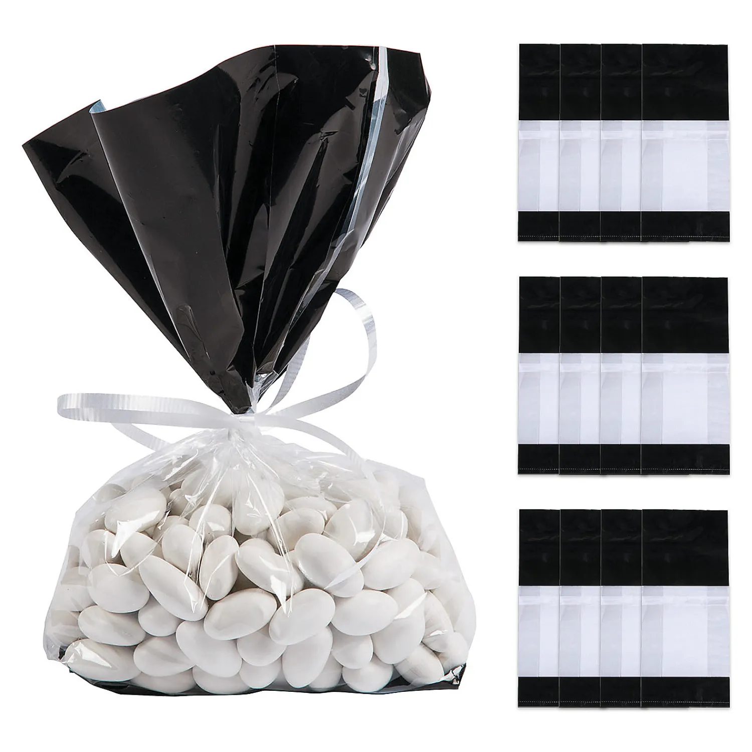 x___x__medium_metallic_b_0.webp 5" X 2 1/2" X 11" Medium Metallic Banded Cellophane Bags - 12 Pc.<Oriental Trading New