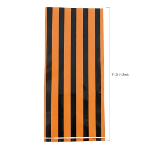 5" X 11" Black & Orange Striped Cellophane Treat Bags - 12 Pc.<Oriental Trading Hot