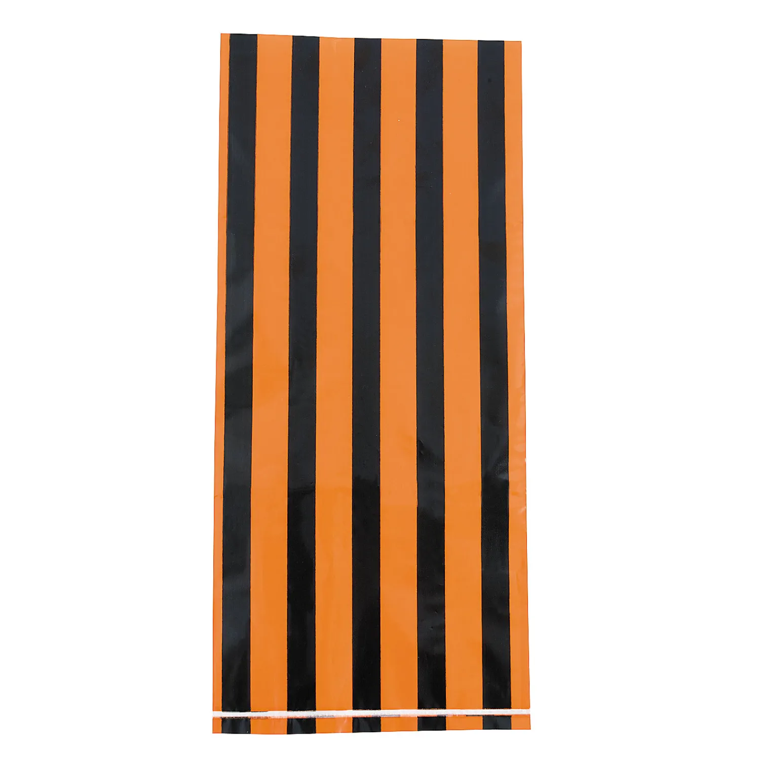 x__black__orange_striped_2.webp 5" X 11" Black & Orange Striped Cellophane Treat Bags - 12 Pc.<Oriental Trading Hot