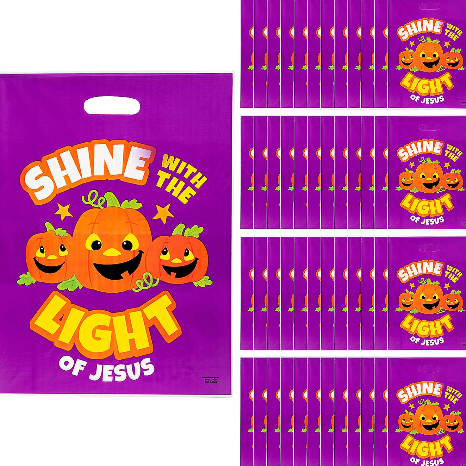 x__bulk__pc_christian_p_0-3.webp 12 1/2" X 17" Bulk 50 Pc. Christian Pumpkin Trick-Or-Treat Plastic Goody Bags<Oriental Trading Discount