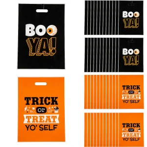 12-1/2" X 17" Bulk 50 Pc. Halloween Funny Sayings Trick-Or-Treat Plastic Goody Bags<Oriental Trading Outlet