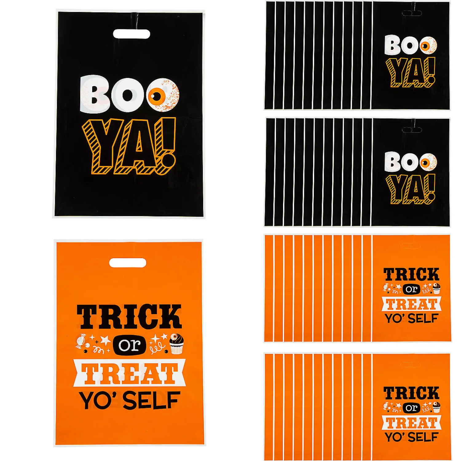 x__bulk__pc_halloween_fu_0.webp 12-1/2" X 17" Bulk 50 Pc. Halloween Funny Sayings Trick-Or-Treat Plastic Goody Bags<Oriental Trading Outlet