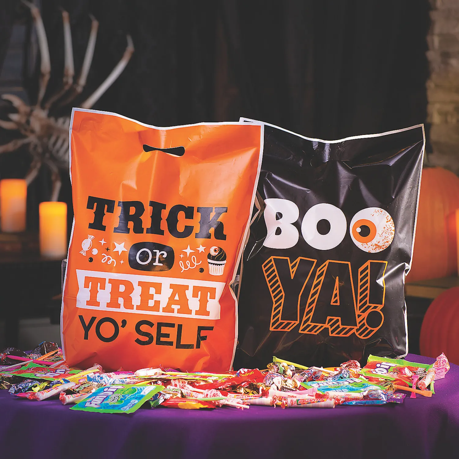 x__bulk__pc_halloween_fu_2.webp 12-1/2" X 17" Bulk 50 Pc. Halloween Funny Sayings Trick-Or-Treat Plastic Goody Bags<Oriental Trading Outlet