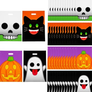 12 1/2" X 17" Bulk 50 Pc. Large Halloween Emoji Face Trick-Or-Treat Plastic Goody Bags<Oriental Trading Outlet