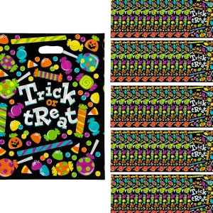 12 1/2" X 17" Bulk 50 Pc. Large Sweet Halloween Trick-Or-Treat Plastic Goody Bags<Oriental Trading New