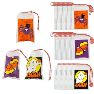 2 3/4" X 4" Bulk 144 Pc. Mini Halloween Plastic Drawstring Treat Bags<Oriental Trading Outlet