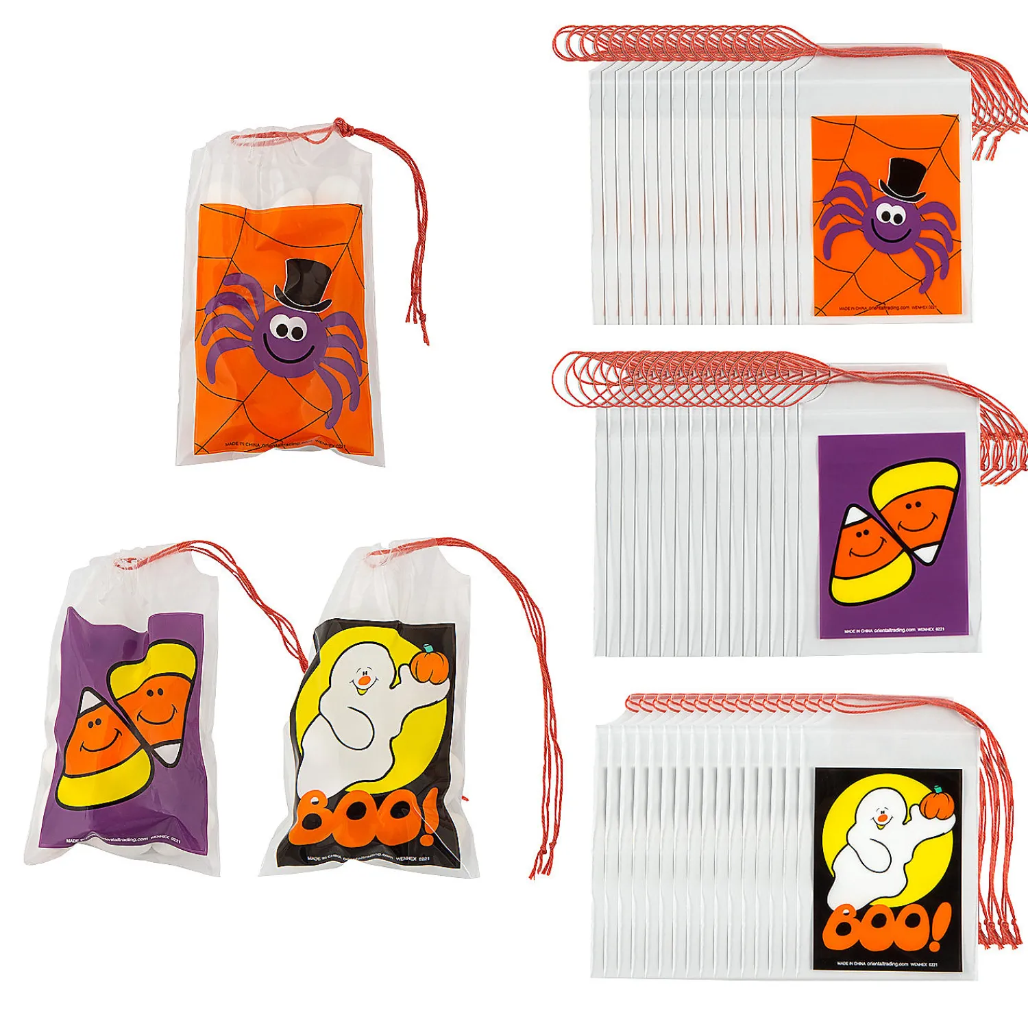 x__bulk__pc_mini_hallow_0-1.webp 2 3/4" X 4" Bulk 144 Pc. Mini Halloween Plastic Drawstring Treat Bags<Oriental Trading Outlet